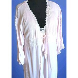 Bella Donna Intima Pale Pink Floral Nightgown, Robe Set Sz Lrg Beautiful EUC